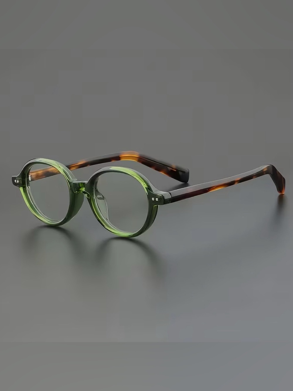New Stylish Green & Brown Tortoise Shell Round Vintage Style Full Rim Eyeglasses